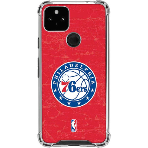 NBA Philadelphia 76ers Distressed Google Pixel 5a 5G Clear Case